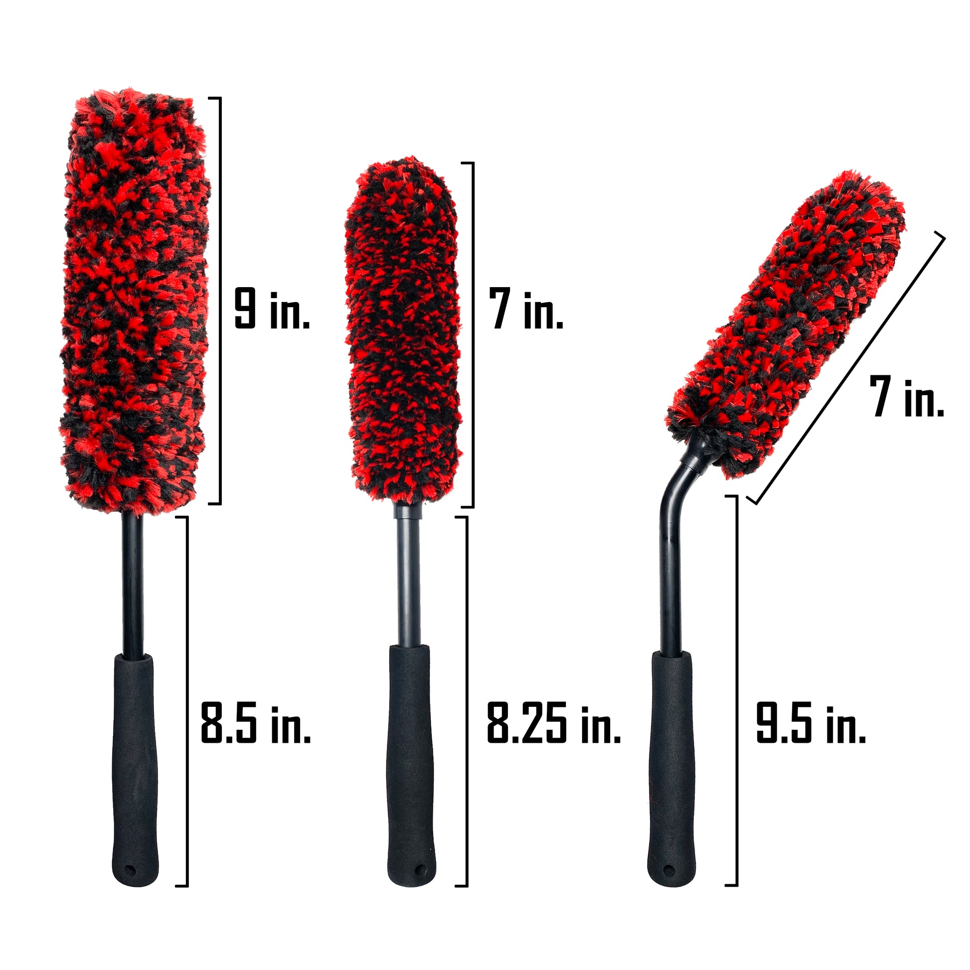 Auto Detailing Microfiber Soft Absorbant Wheel Cleaning Brush Set of 3pcs